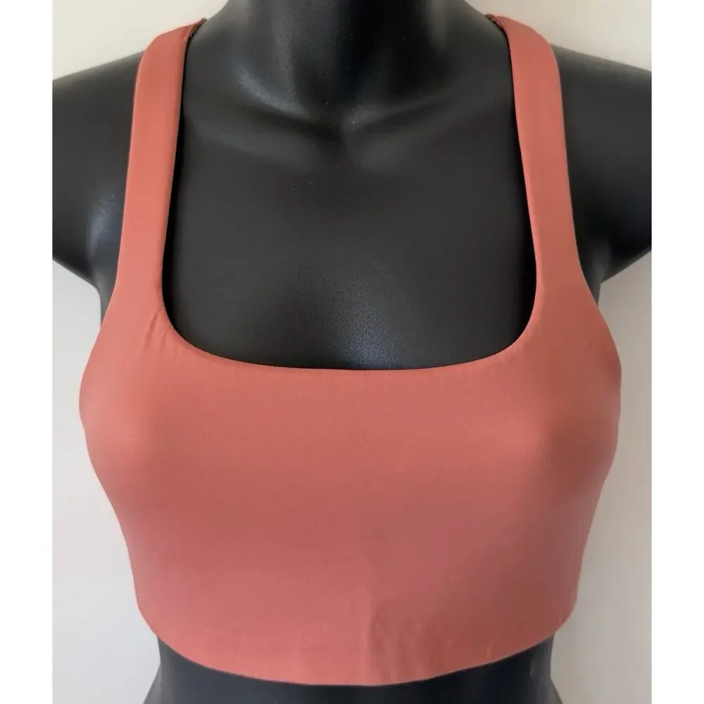 Lululemon Pink Orange Sports Bra Womens Size 4 B/C Lightly Lined Cross Back Open